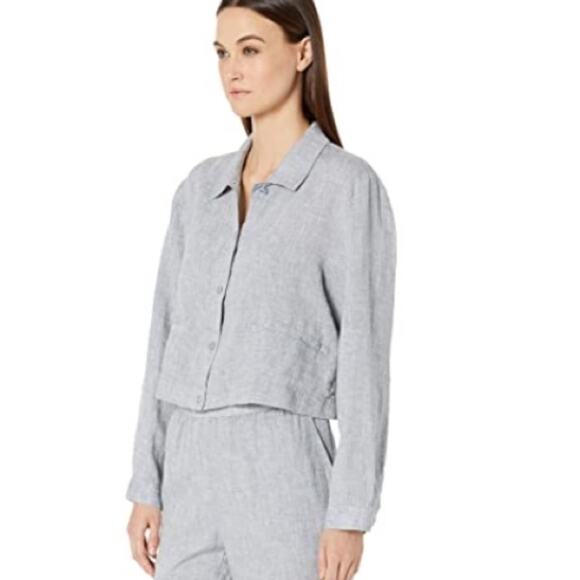 NWT Eileen Fisher classic collar linen jacket sz M - Picture 2 of 7